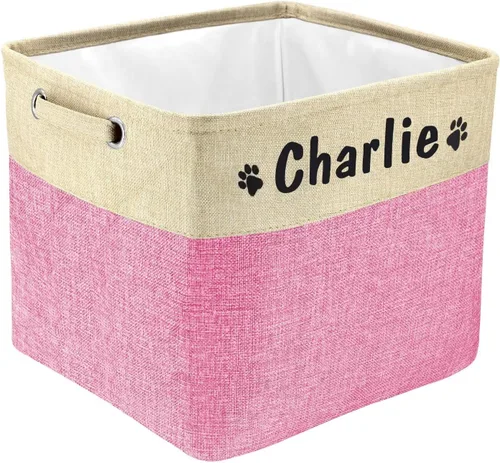 Miniatura 26 de PET ARTIST - Cesta plegable de almacenamiento de juguetes con nombre personalizado de la mascota - Organizador de caja rectangular para juguetes