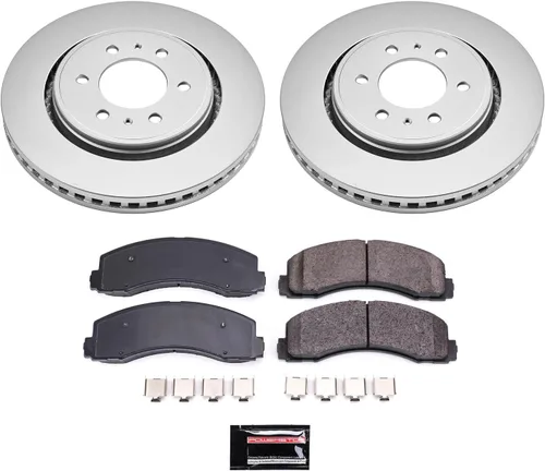 Miniatura 2 de Power Stop CRK3167 Kit completo de rotores de freno recubiertos delanteros y pastillas de freno cerámicas para Lincoln Navigator 2010-2021 Ford
