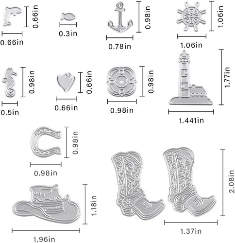 Miniatura 2 de Troqueles de corte de navegación de vaquero para plantillas de metal, herramienta de grabado en relieve, troqueles para hacer tarjetas, álbumes
