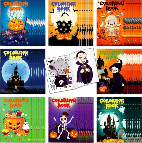 Jutom 56 libros para colorear de Halloween a granel para adultos, bolsas de regalos de Halloween, regalos para actividades divertidas, suministros