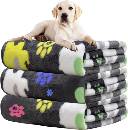 Miniatura 43 de Rezutan 1 paquete de 3 mantas para perros grandes, 41x31 pulgadas para mantas suaves y mullidas para mascotas y gatos de tamaño mediano, reversibles