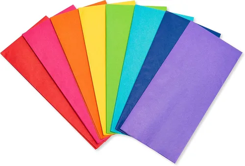 American Greetings Papel de seda arcoíris, 40 hojas (8 colores, 20 x 20 pulgadas) para cumpleaños, todas las ocasiones, bolsas y cajas de regalo,