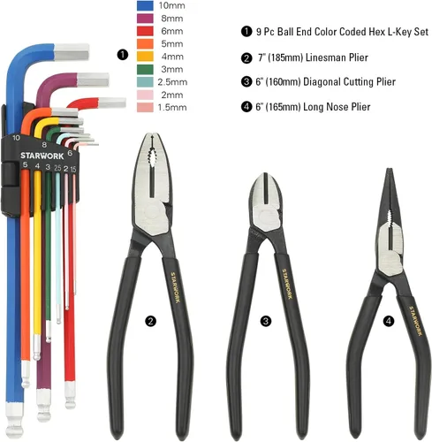 Miniatura 5 de STARWORK TRUE MECHANIC™ Juego de herramientas mecánicas de 305 piezas con juego de llaves de trinquete reversibles de 120 dientes, 1/4", 3/8", 1/2