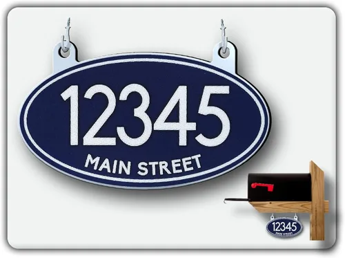 Miniatura 23 de Curb N Sign Placas de Números Colgantes para Buzón - Hechas de Material Compuesto de Aluminio - Súper Reflectantes, Opciones de Doble Cara Números