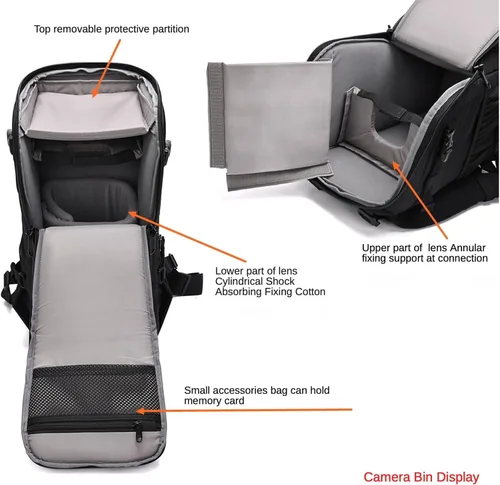 Miniatura 6 de ZZQ&CCF Mochila para cámara de lente de teleobjetivo para Canon RF 200-800/100-500, funda para lente Nikon Z 180-600, bolsa para cámara compatible