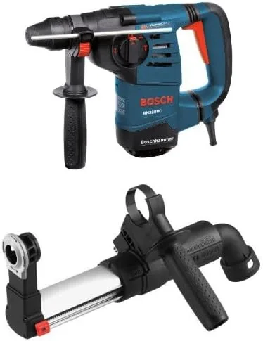 Bosch RH328VC Martillo giratorio SDS de 1-1/8 pulgadas con accesorio de recolección de polvo HDC100 SDS-Plus