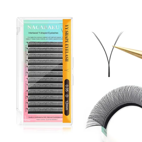 Miniatura 27 de Suministros de extensiones de pestañas NAGARAKU yy, pestañas falsas 0.05mm rizado D, bandeja mixta 8-12mm, prefabricadas 4D, abanico fácil, volumen