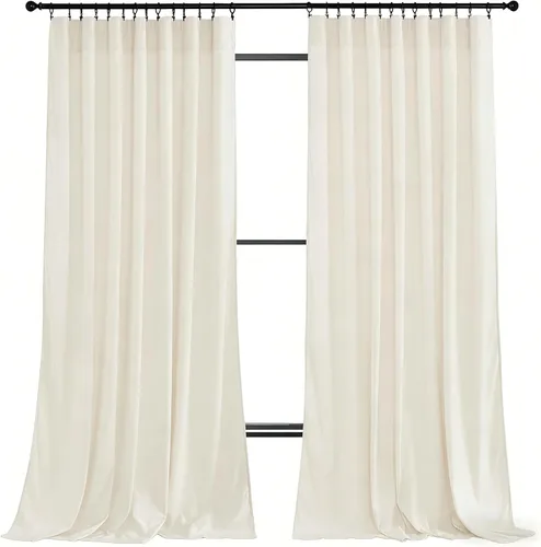 Miniatura 86 de NICETOWN Cortinas opacas de terciopelo extralargas negras de 120 pulgadas de largo para telón de fondo, cortinas de terciopelo con aislamiento Serie