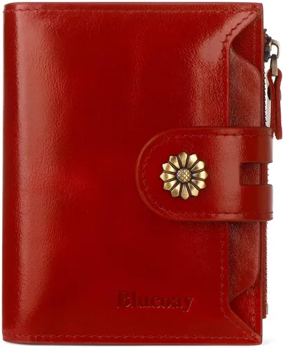 Miniatura 11 de Billetera para mujeres, billetera de cuero plegable de dos pliegues para mujeres con bloqueo RFID, compacta, tarjetero pequeño con ventana