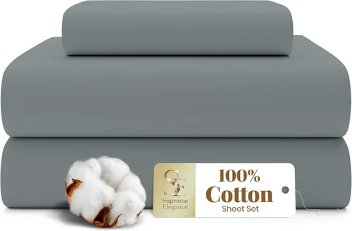Miniatura 13 de SUPREME ELEGANCE Juego de sábanas de cama individual 100% algodón - Blanco ártico, ropa de cama de percal de 3 piezas, sábanas transpirables frescas