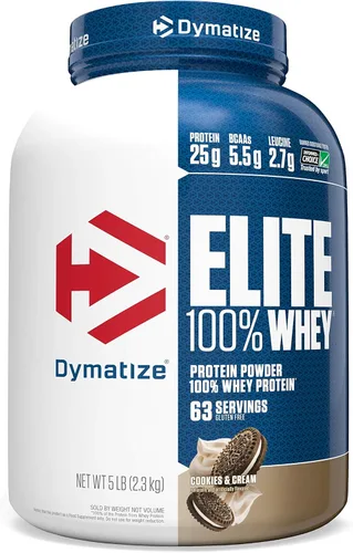 Miniatura 11 de Dymatize Elite 100% proteína de suero en polvo, L-leucina, absorción rápida y digestión rápida para una recuperación muscular óptima, vainilla