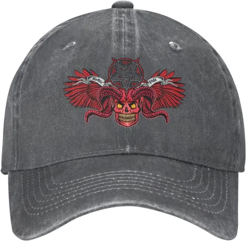 Miniatura 2 de Cowboy Hat Trendy Hats for Man and Women Djustable Four Season Outdoor Baseball Cap of Hell Skull with Angel Deep Heather
