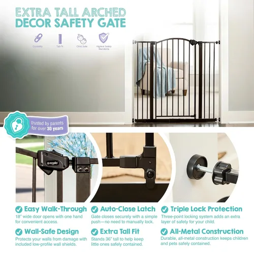 Miniatura 3 de Regalo Safety - Puerta de bebé extra alta de 36 pulgadas con puerta, montaje a presión para puertas y parte inferior de escaleras, bebés, niños