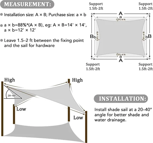 Miniatura 6 de Shade&Beyond Velas de Sombra Solar de 12'x16' Toldo Curvo Rectangular Gris Claro 185GSM Vela de Sombra Permeable para Patio Terraza Jardín Patio