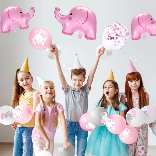 Miniatura 5 de Aoriher 45 globos de elefante de 12 pulgadas, globo de elefante para baby shower, para bebés, niños y niñas, revelación de género, suministros