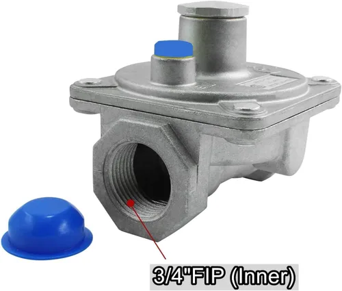 Miniatura 3 de Regulador de presión de gas natural con rosca FNPT de 3/4", presión de entrada de 1/2 PSIG y salida WC de 4"-10" para parrilla, líneas de tubería