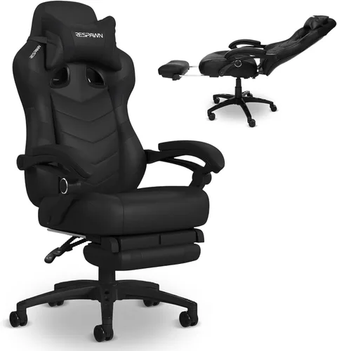 RESPAWN 110 Pro Silla Ergonómica para Juegos con Reposapiés para Adultos - Cómoda Silla Reclinable de Oficina para Juegos con Soporte Lumbar y