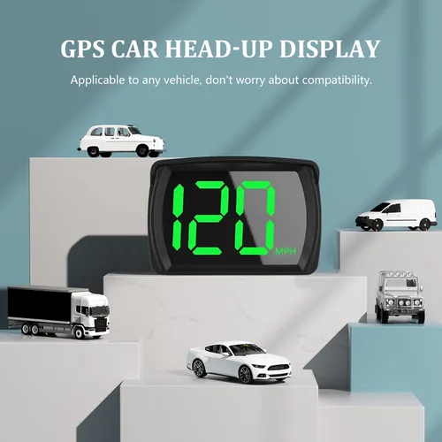 Miniatura 2 de Liiiyuan Velocímetro HUD, medidor de velocidad digital GPS con MPH, pantalla frontal para todos los coches, cable USB Plug & Play