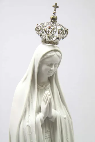 Miniatura 5 de Vittoria Collection 28 pulgadas Nuestra Señora de Fátima con corona de metal joya Virgen María estatua italiana escultura hecha en Italia