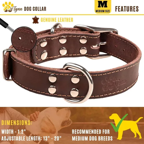 Miniatura 4 de ADITYNA Collar de Cuero Resistente para Perros Medianos - Collar Suave y Fuerte para Caminar, Entrenar, Senderismo y Correr