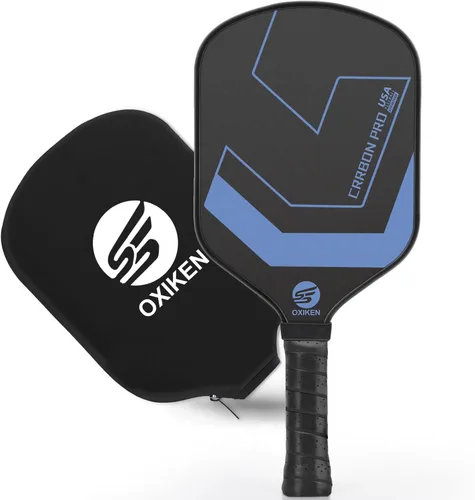 OXIKEN - Paletas de pickleball de 0.630 in 2026 aprobadas por USAPA T700 de fibra de carbono (CFS), grano alto y giro, núcleo de panal, mango Azul