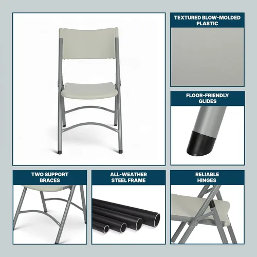 Miniatura 9 de OEF Furnishings Serie OEF600 Sillas plegables de respaldo alto, asiento de grado comercial de polietileno moldeado por soplado para uso en Gris