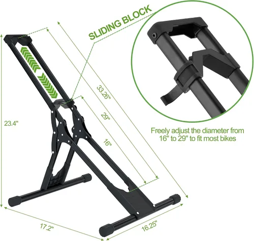 Miniatura 2 de RELIANCER Soporte de almacenamiento ajustable para bicicletas, estante de estacionamiento para bicicletas, soporte de rueda de bicicleta estable