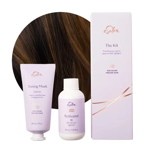 eSalon Juego de luces, kit de resaltado de cabello balayage, kit de resaltado de grado profesional en el hogar (morena oscura)