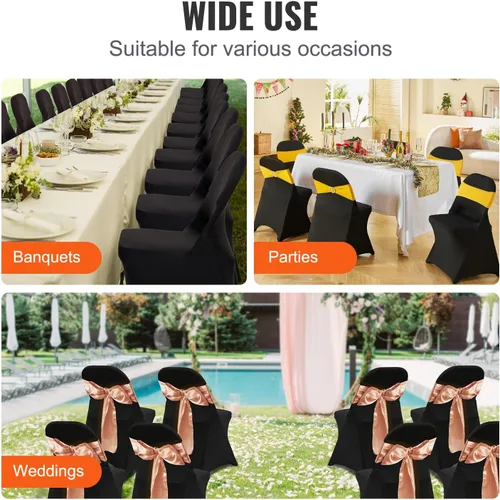Miniatura 164 de VEVOR 150 fundas blancas para sillas de poliéster y elastano, fundas elásticas para bodas, fiestas, comedor, banquetes, sin pinzas, 150