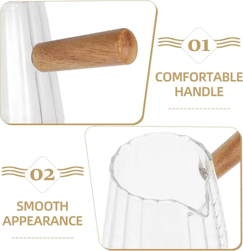 Miniatura 7 de Kichvoe Vaso de chupito de espresso de 6 onzas con mango de madera, jarra triple de vidrio de borosilicato con escala, vasos de chupito de espresso