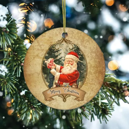 Miniatura 2 de Cheyan Divertido tema de Navidad retro adorno de porcelana de Navidad decoraciones para el hogar colgantes de Navidad Papá Noel árbol de Navidad