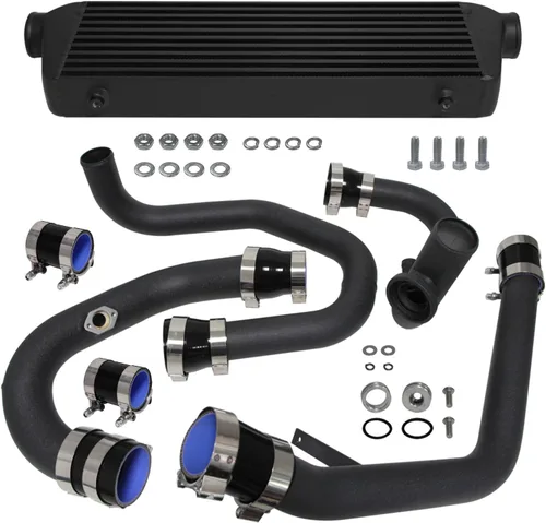 Kit de intercooler de montaje delantero para motores VW Jetta Golf GTI GL/GLI/GLS MK4 1.8T 1.8L 98-05 Motores FMIC Bolt (plisado negro-negro)