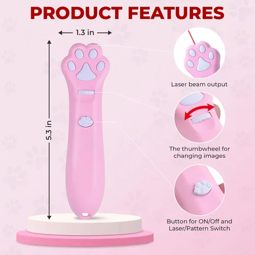 Miniatura 3 de O'ANTOO Juguete para gatos, juguete para perros, proyector de imagen de pared, juguete interactivo para gatos para interiores con 5 diseños