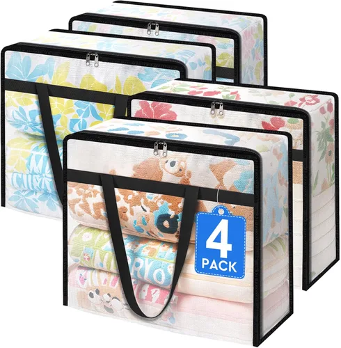 Miniatura 17 de TasticTotes Paquete de 6 bolsas de almacenamiento transparentes para edredón, ropa y ropa de cama, almacenamiento de mantas de plástico