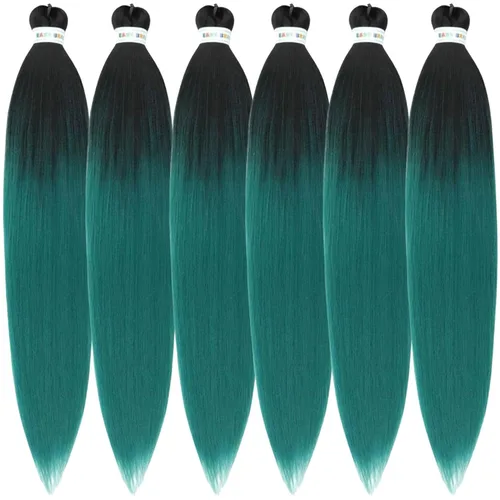 Miniatura 196 de Cabello trenzado preestirado rosa magenta, extensiones de cabello sintético de color rosa para trenzas, no tóxico, hipoalergénico