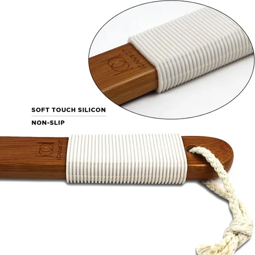 Miniatura 8 de ICANdOIT - Cepillo de baño de mango largo antideslizante de cerdas de jabalí natural de 17.71 pulgadas, limpiador de ducha con mango doblado