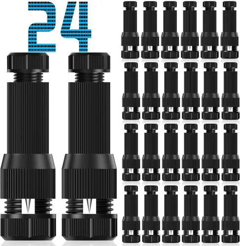 24 piezas de conectores de cable de luz de paisaje de bajo voltaje para exteriores, conectores de cable de calibre 14-20 para luces de camino de