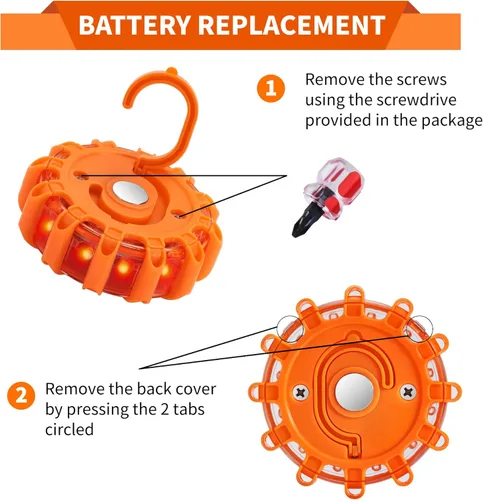 Miniatura 4 de Paquete de 6 luces LED de emergencia para automóvil, base magnética y gancho para luces de carretera con 9 modos intermitentes, luces de emergencia