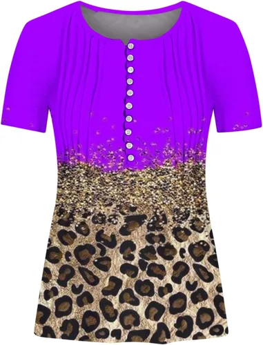 Miniatura 4 de Blusas largas con cuello en V para mujer, con estampado floral, ajuste holgado, manga corta, otoño y verano, 2024, a la moda, Y2K