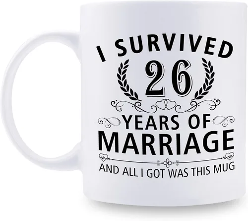 Miniatura 66 de Taza de café de 11 onzas con texto en inglés "I Survived 50 Years of Marriage and All I Got Was This Cup" para el 50 aniversario de boda y para él