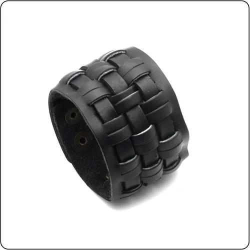 Miniatura 3 de Punk Rock Snap pulsera trenzada de cuero ancho brazalete brazalete brazalete