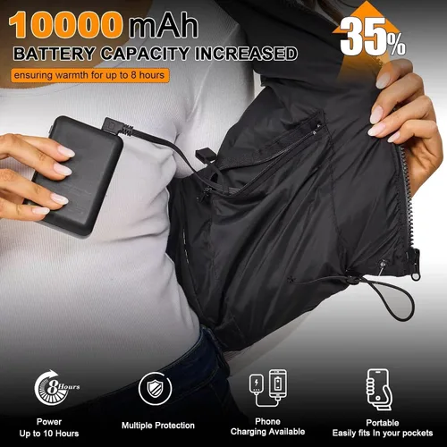 Miniatura 3 de Chaleco térmico para mujer, chaleco ligero de invierno sin mangas para mujer, chaleco de calefacción, 5 piezas de chaleco de calefacción, 3