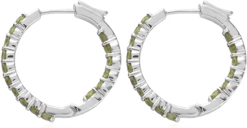 Miniatura 3 de Femme Luxe Pendientes de aro con piedras preciosas Inside-Out en plata, meses de piedra natal