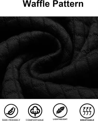 Miniatura 5 de COOFANDY - Sudadera con capucha para hombre, casual, de manga larga, con cordón ajustable y tejido de punto de gofre