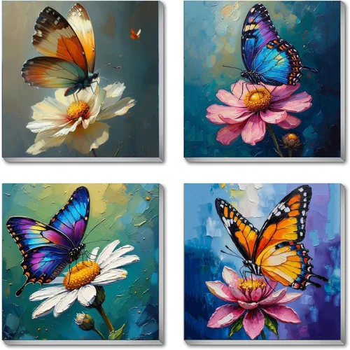 Miniatura 9 de Canrichshop Paquete de 4 Bola de Discoteca DIY Pintar por Números para Principiantes, Pintura al Óleo de Frutas Kits de Pintar por Números
