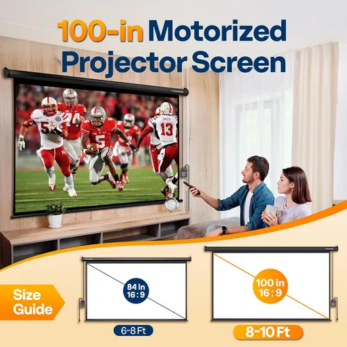 Miniatura 2 de VIVOHOME Pantalla de proyector motorizada 16:9 de 100 pulgadas con control remoto, pantalla de proyección eléctrica automática, pantalla de película