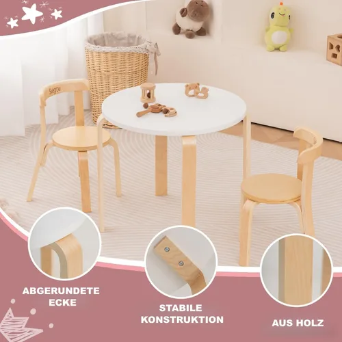 Miniatura 4 de Swegrow Juego de mesa y 2 sillas para niños, mesa y sillas de madera para niños y bebés, muebles de madera para niños para sala