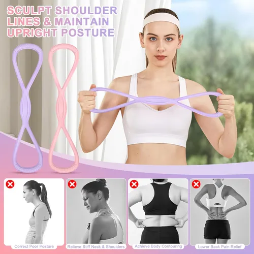 Miniatura 4 de Banda de Resistencia Figura 8: Bandas de Resistencia con Asas para Entrenar - Bandas de Resistencia en Forma de 8 para Mujeres - Bandas de Ejercicio