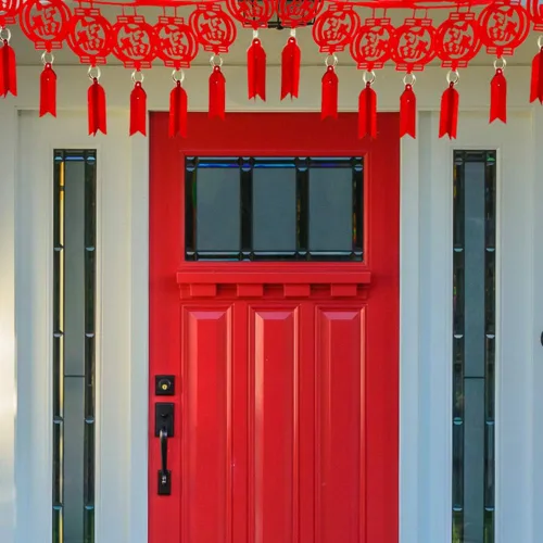 Miniatura 6 de Supla Paquete de 8 guirnaldas decorativas de Año Nuevo chino de 26.2 pies de largo, guirnalda roja colgante de buena suerte, guirnalda china