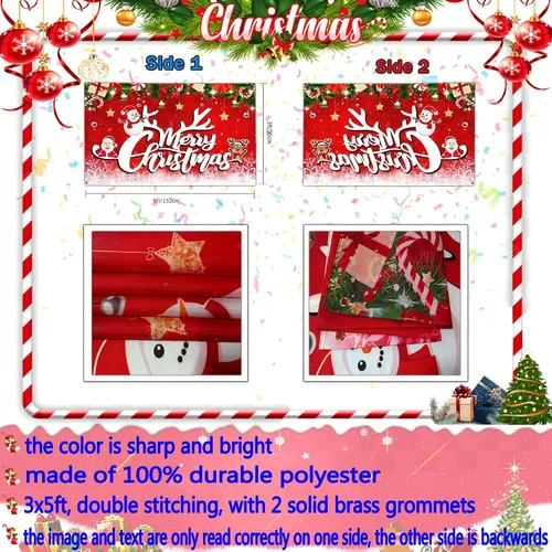 Miniatura 3 de Banderas de Navidad de 3 x 5 para exteriores, decoraciones navideñas divertidas para patio, banderas de patio para exteriores, de doble cara